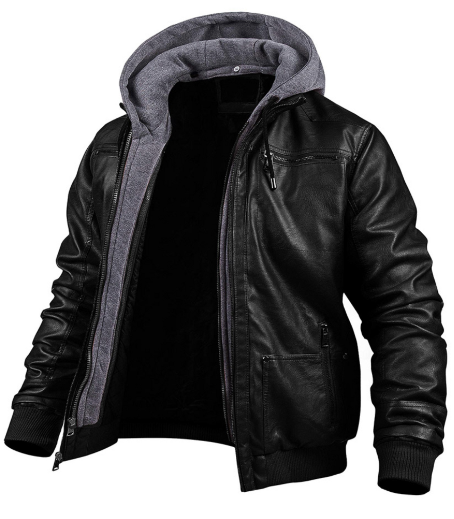 Jackson - leather-look winter coat with hood