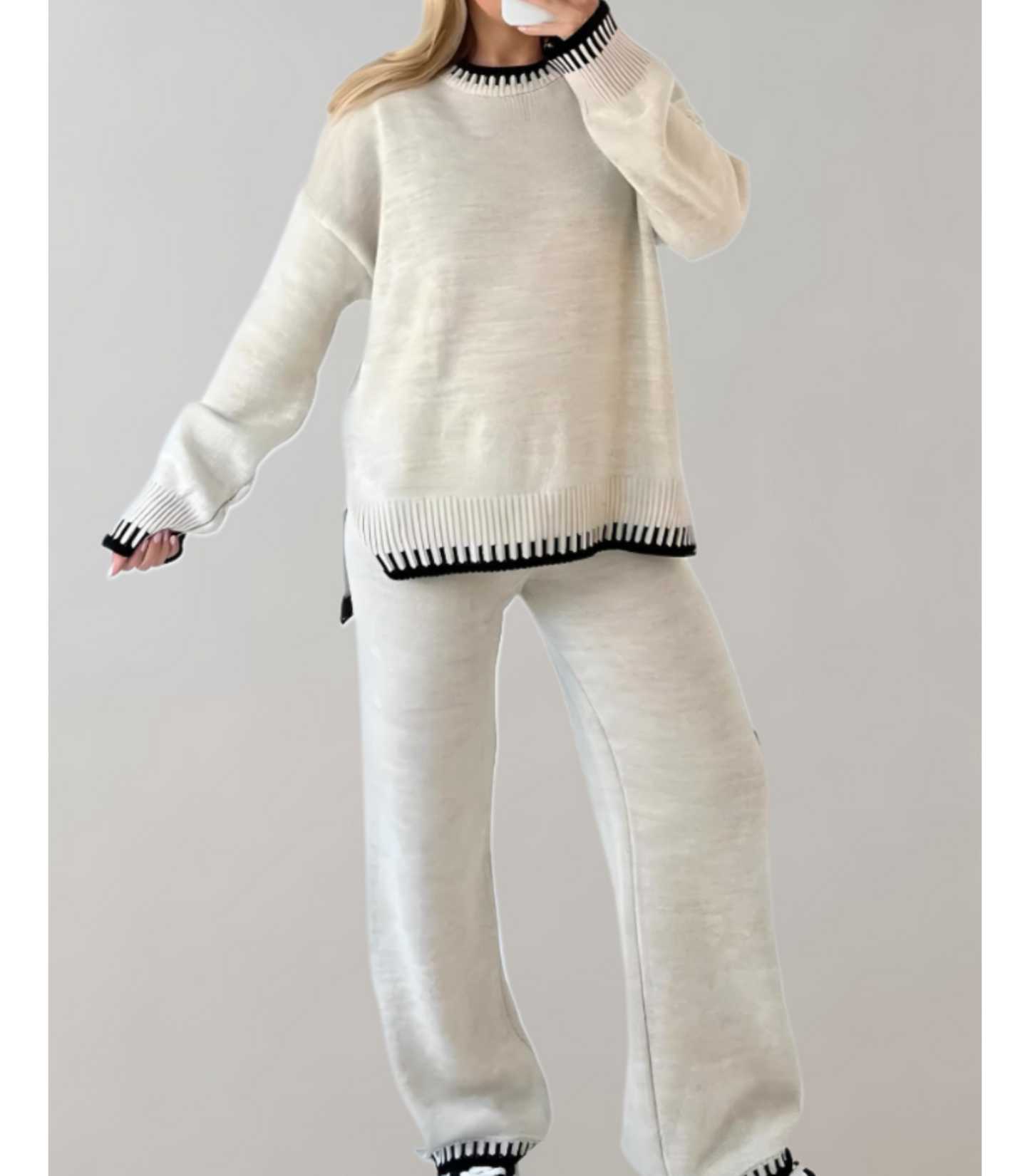 Jolie - tweedelige set met gebreide top en wijde broek
