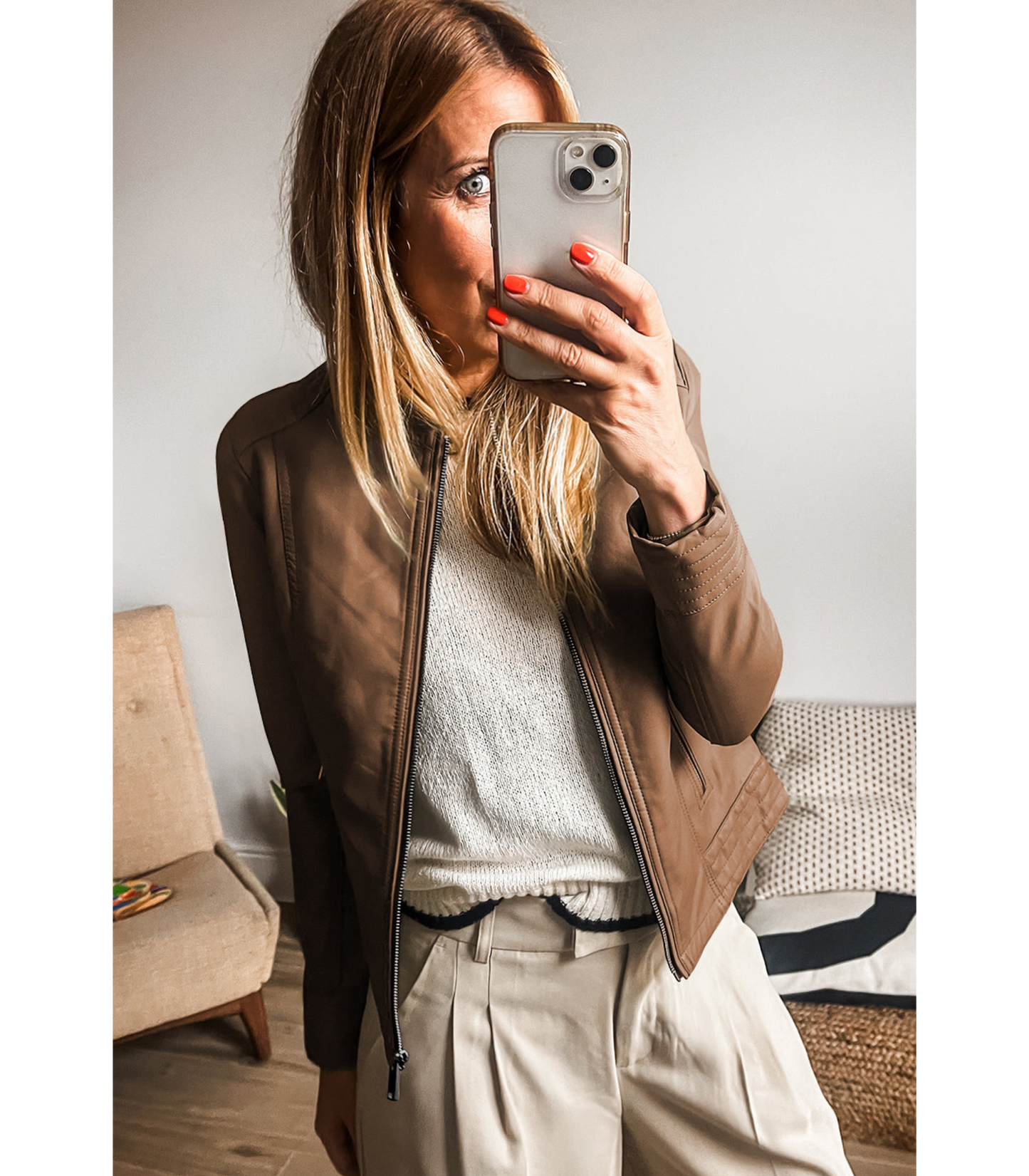 Sakina - Lerenlook jacket