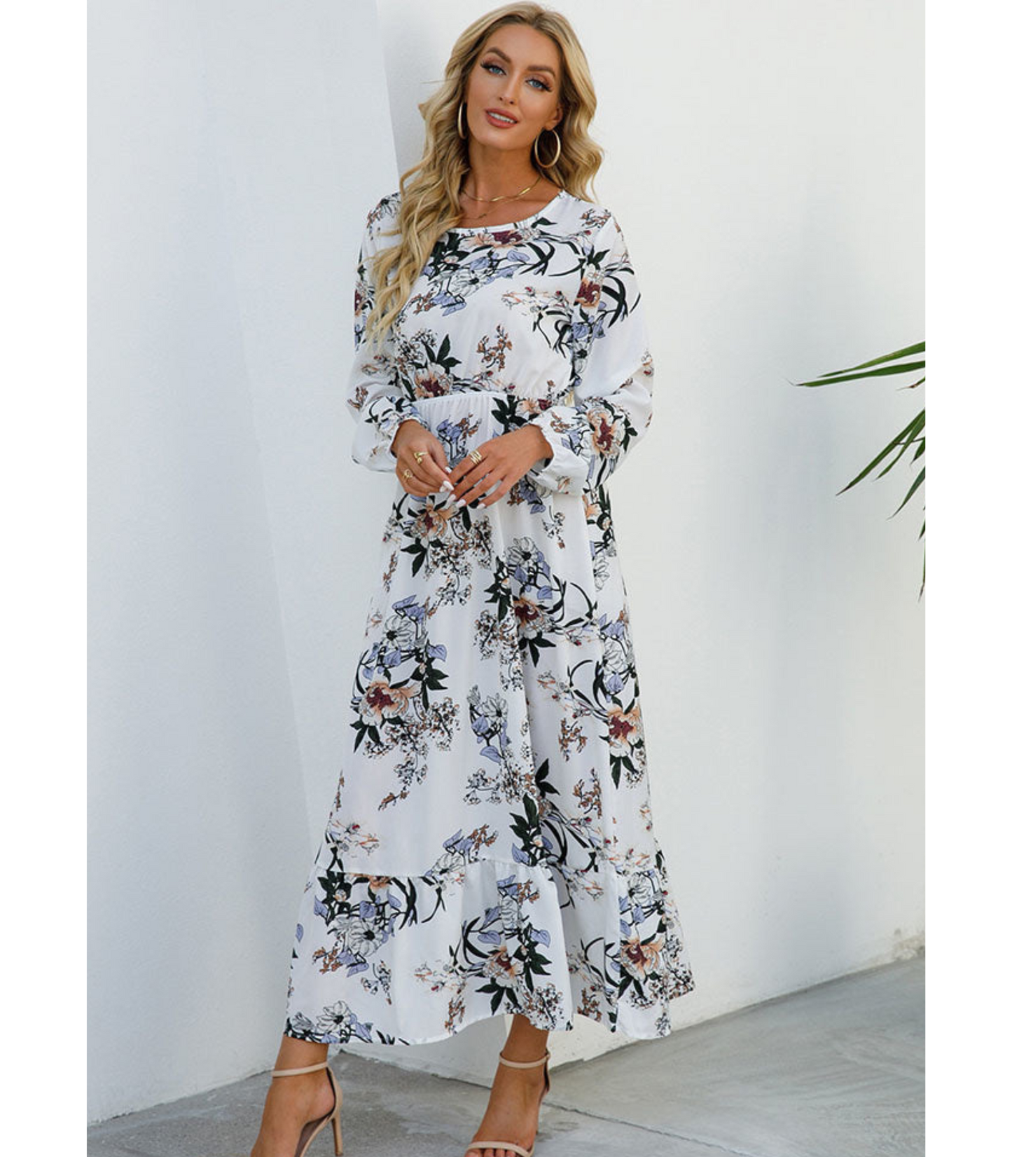 Estrella - Zomerse jurk met ronde hals tailleband