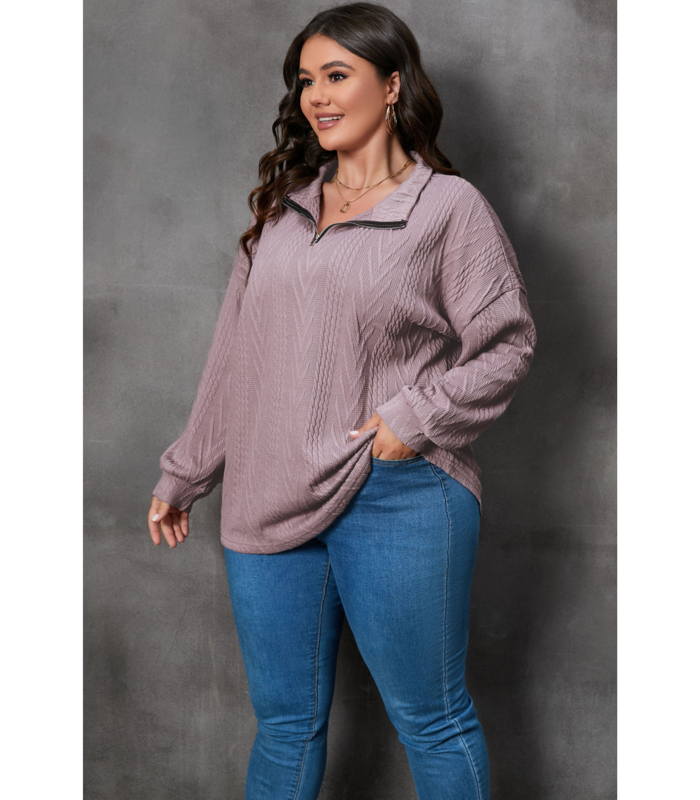 Silje - Oversized pullover met v hals en rits