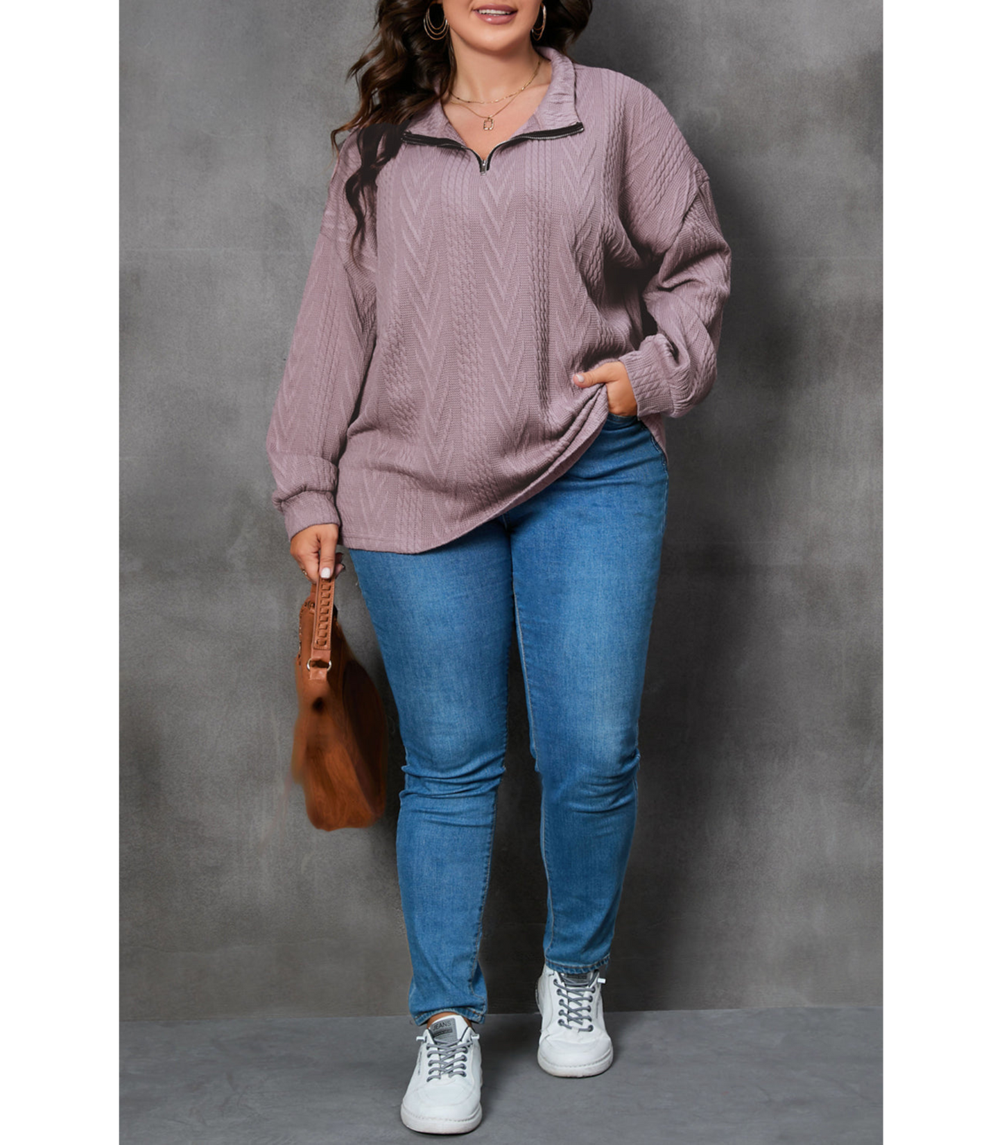 Silje - Oversized pullover met v hals en rits