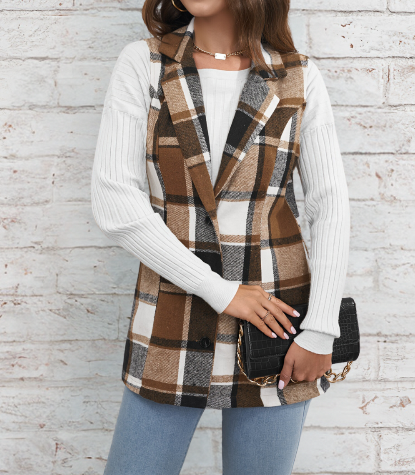 Lynde - geruit vest voor dames