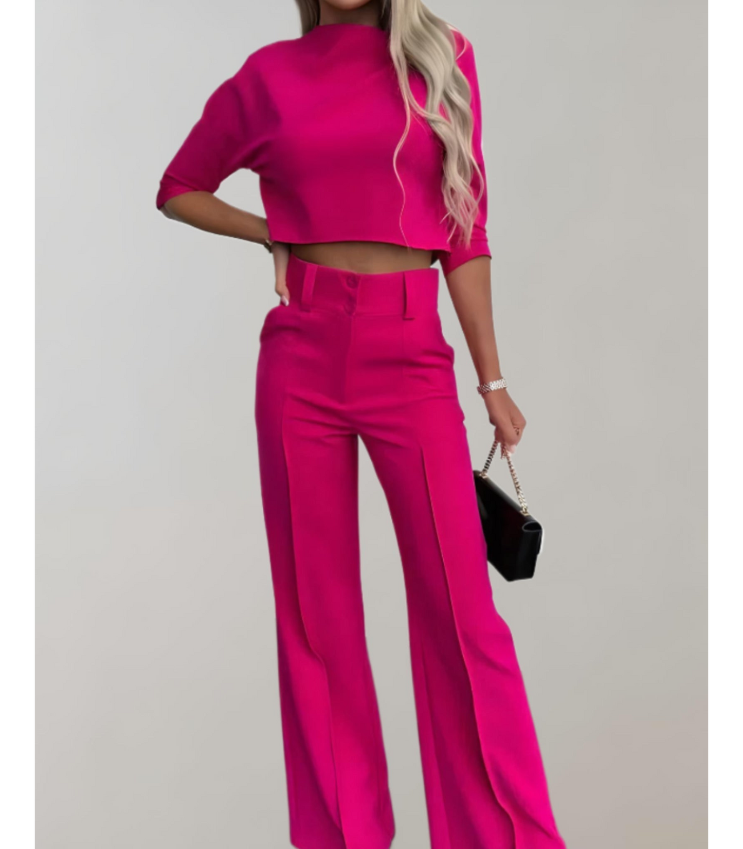 Benthe - set met Korte Mouwen Top en Wijde Pijpen Broek