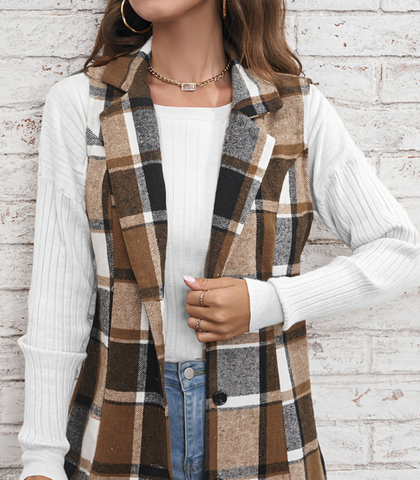 Lynde - geruit vest voor dames