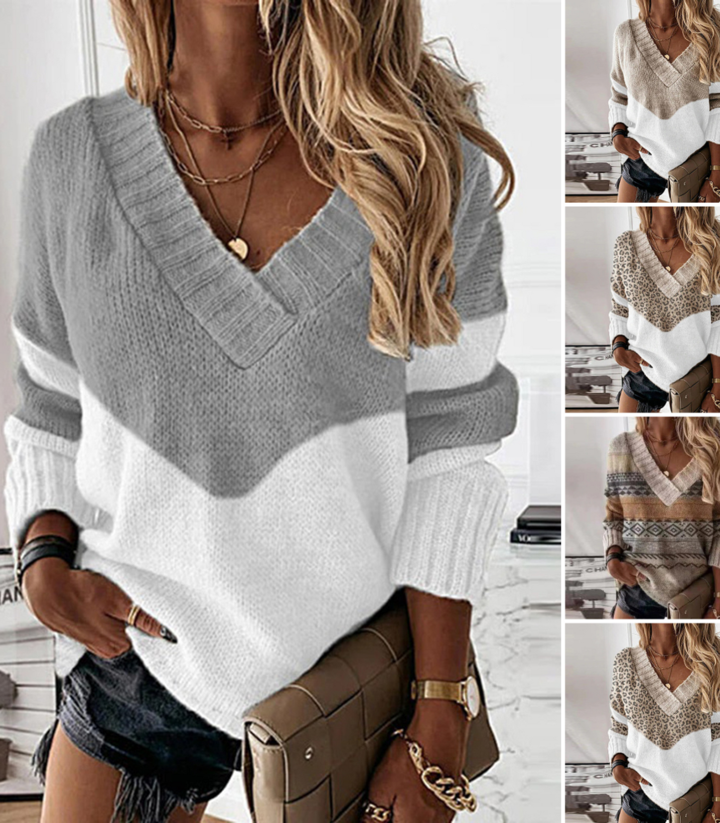 Elin - trui met open v-hals