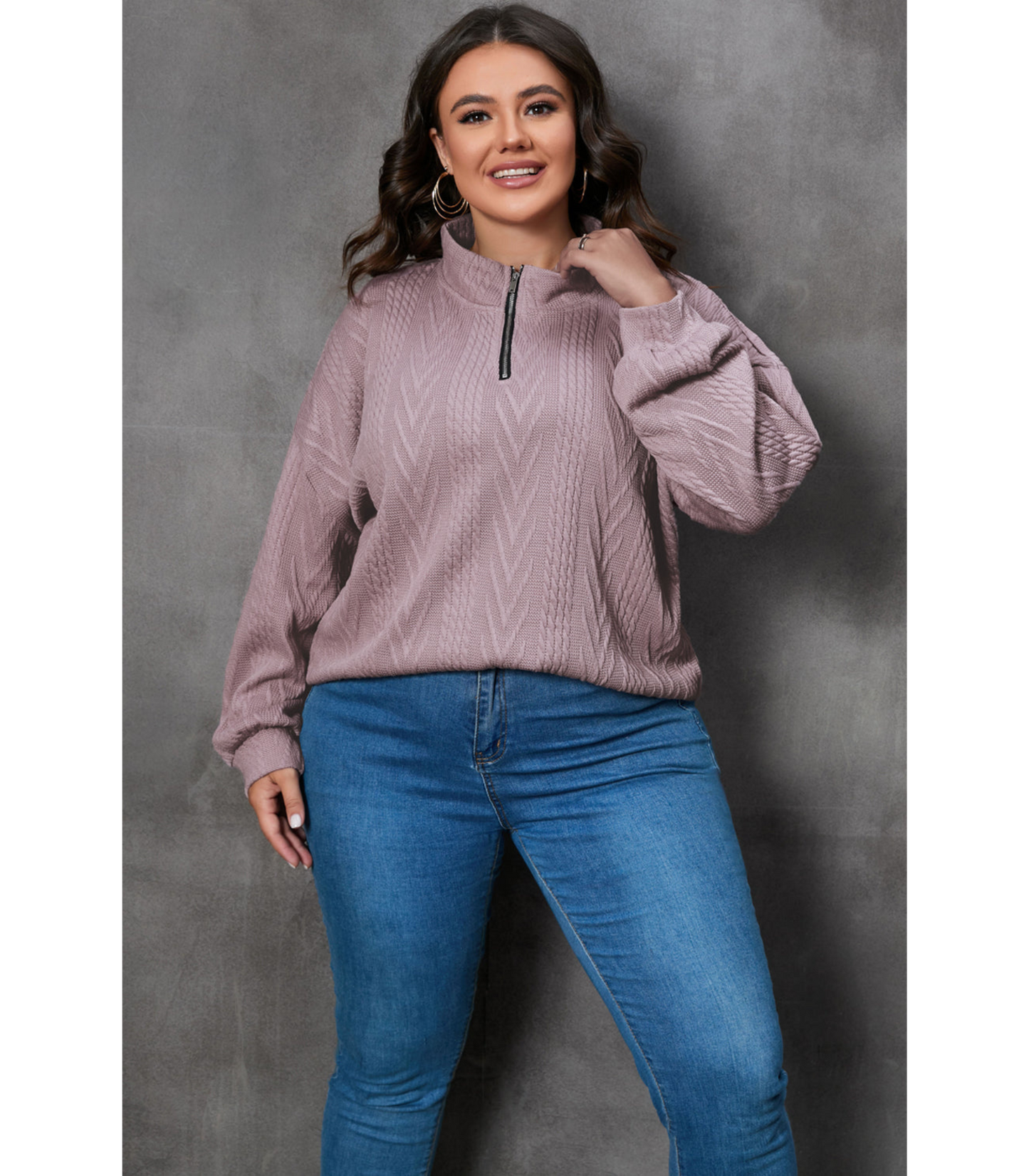 Silje - Oversized pullover met v hals en rits