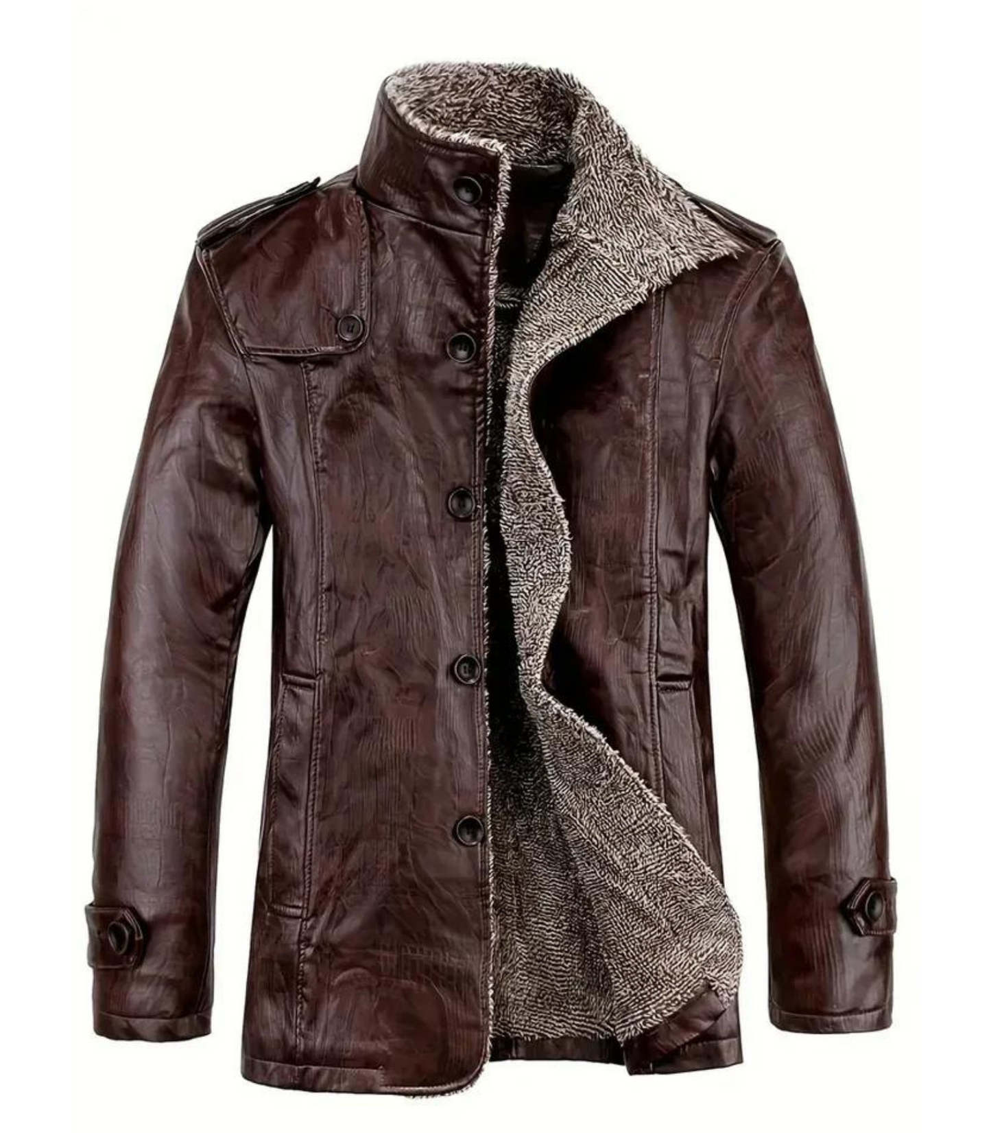 Ryan - lerenlook jas half lang