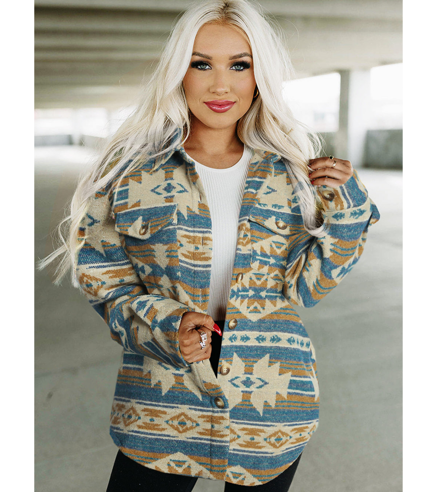 Loena - Lange vest met patroon