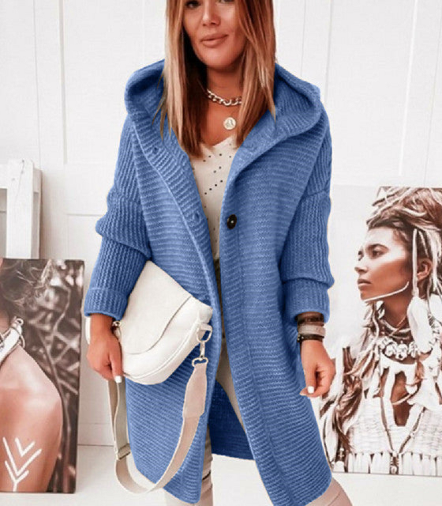 Mirthe - Gebreid vest met capuchon