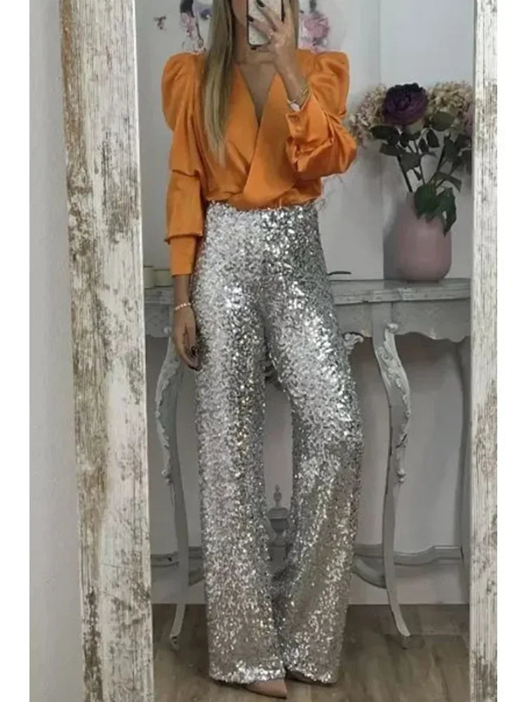 Annefloor - elegante pailletten feestbroek