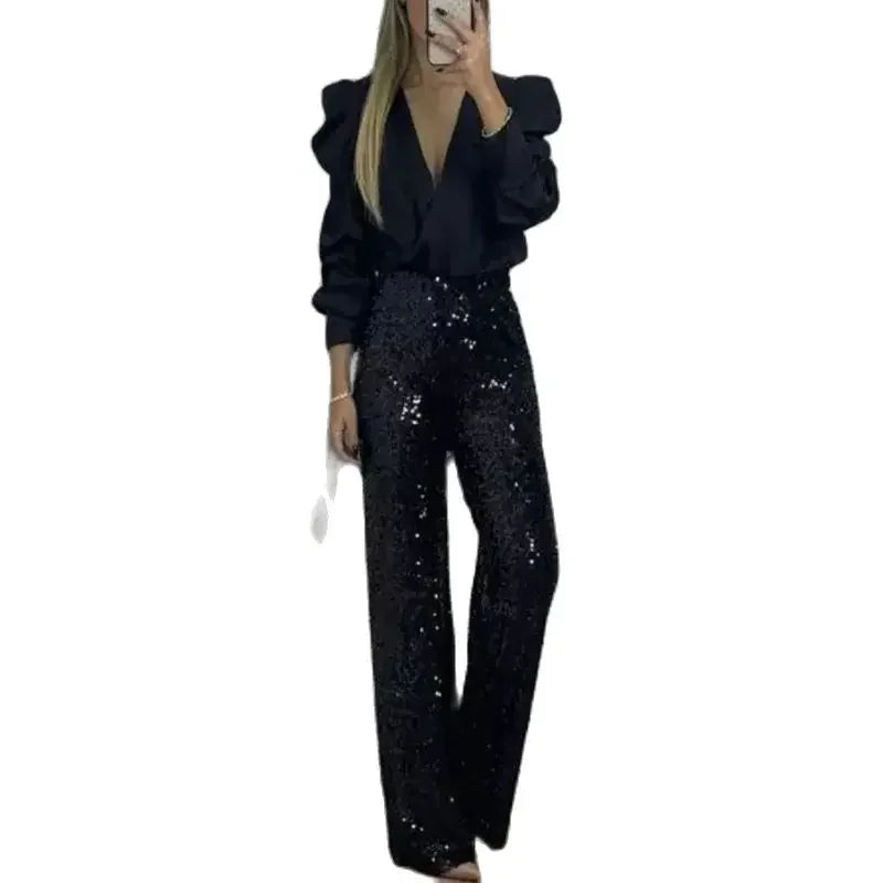 Annefloor - elegante pailletten feestbroek