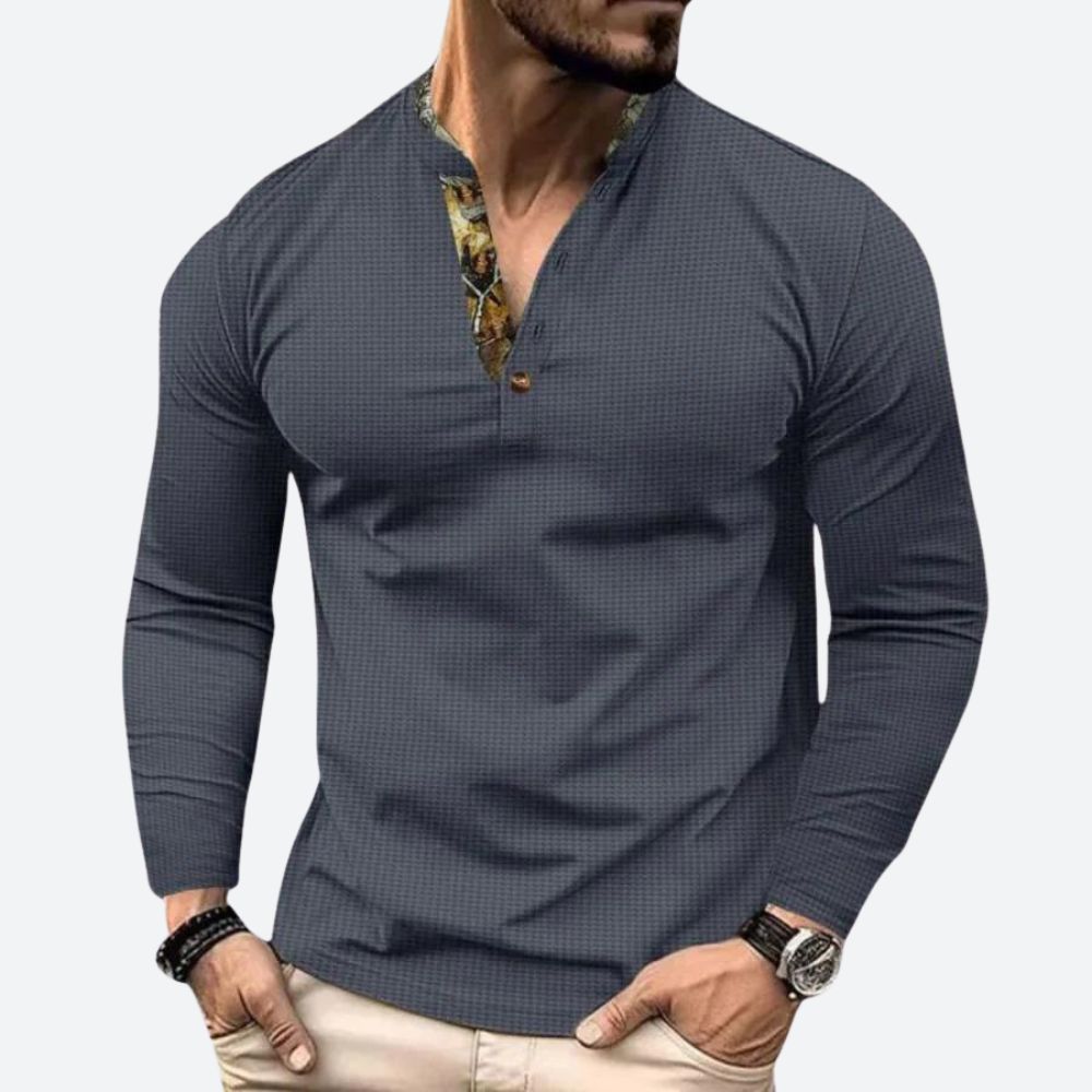 Cas - Casual T-shirt met Lange Mouwen voor Heren