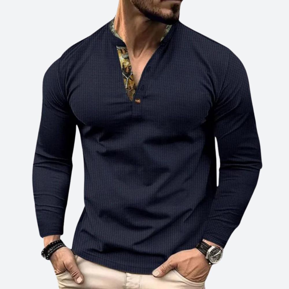 Cas - Casual T-shirt met Lange Mouwen voor Heren