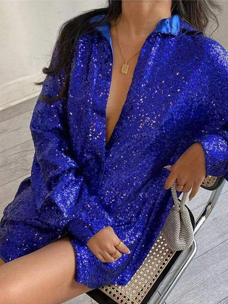 Charlaine - Trendy Oversized Blouse met Glittereffect