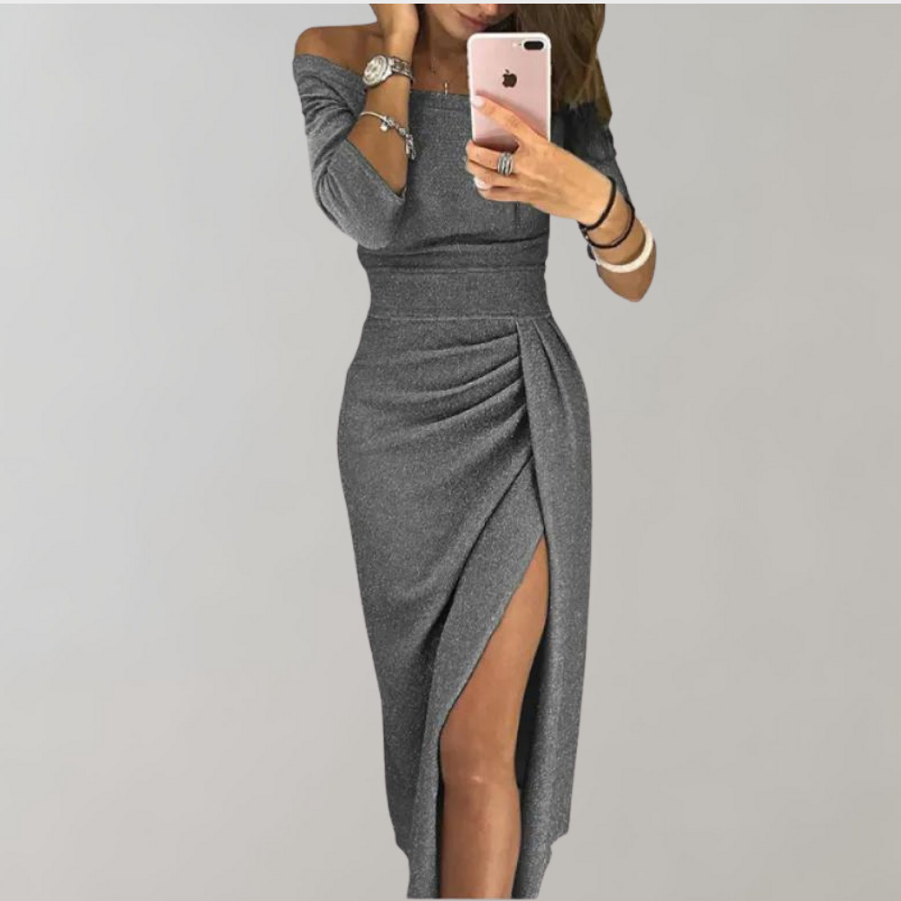 Chaya - glitterjurk met off-shoulder