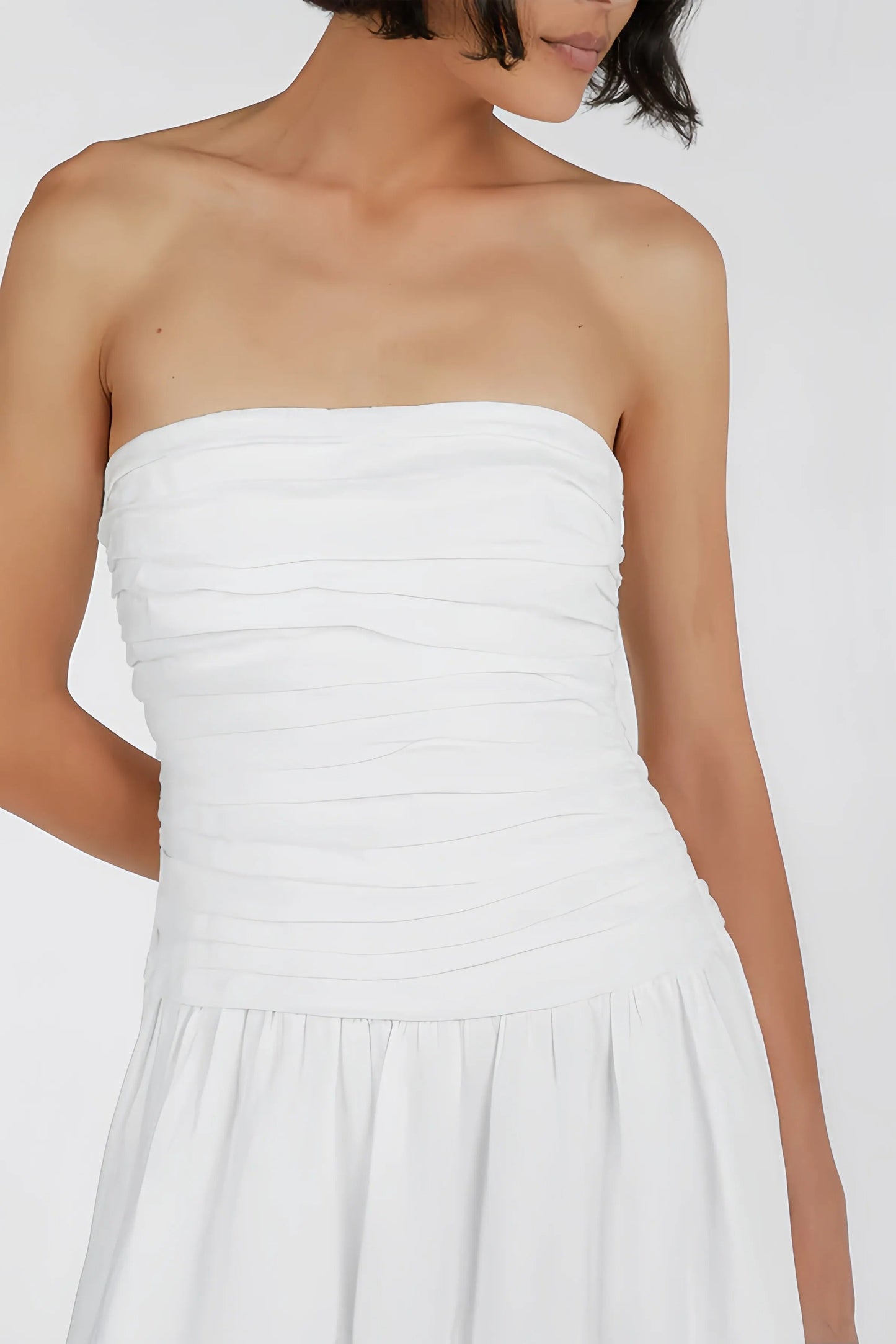 Dasha - Trendy Strapless Midi Jurk
