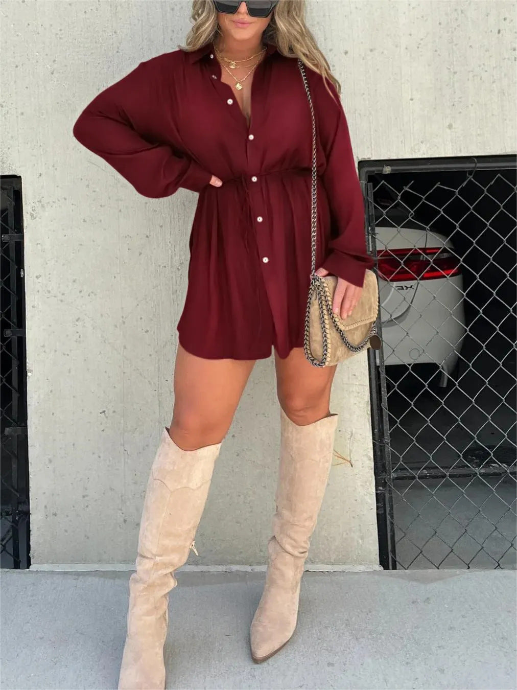 Davita - Satijnen Blouse En Shorts Set