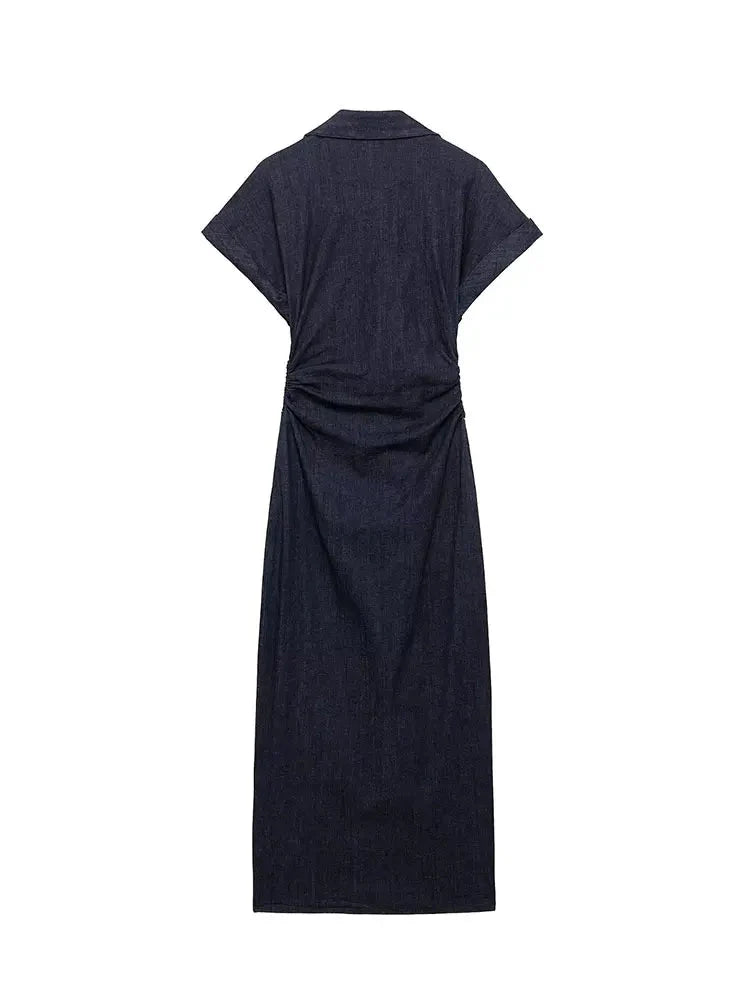 Deirdre - Denim jurk met knoopsluiting