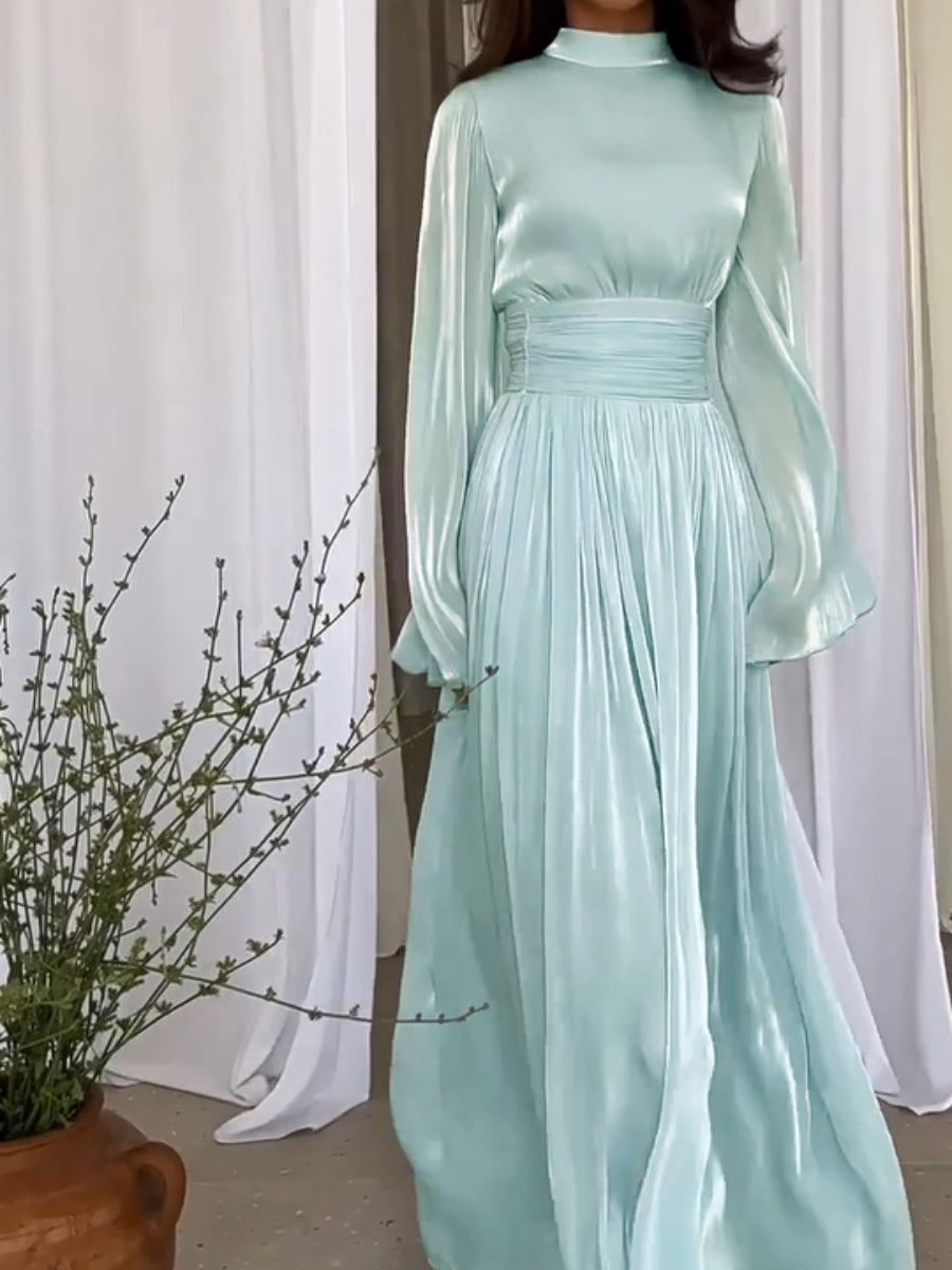 Eleanore - Elegante Plooi met Strik Riem Maxi Gala Jurk