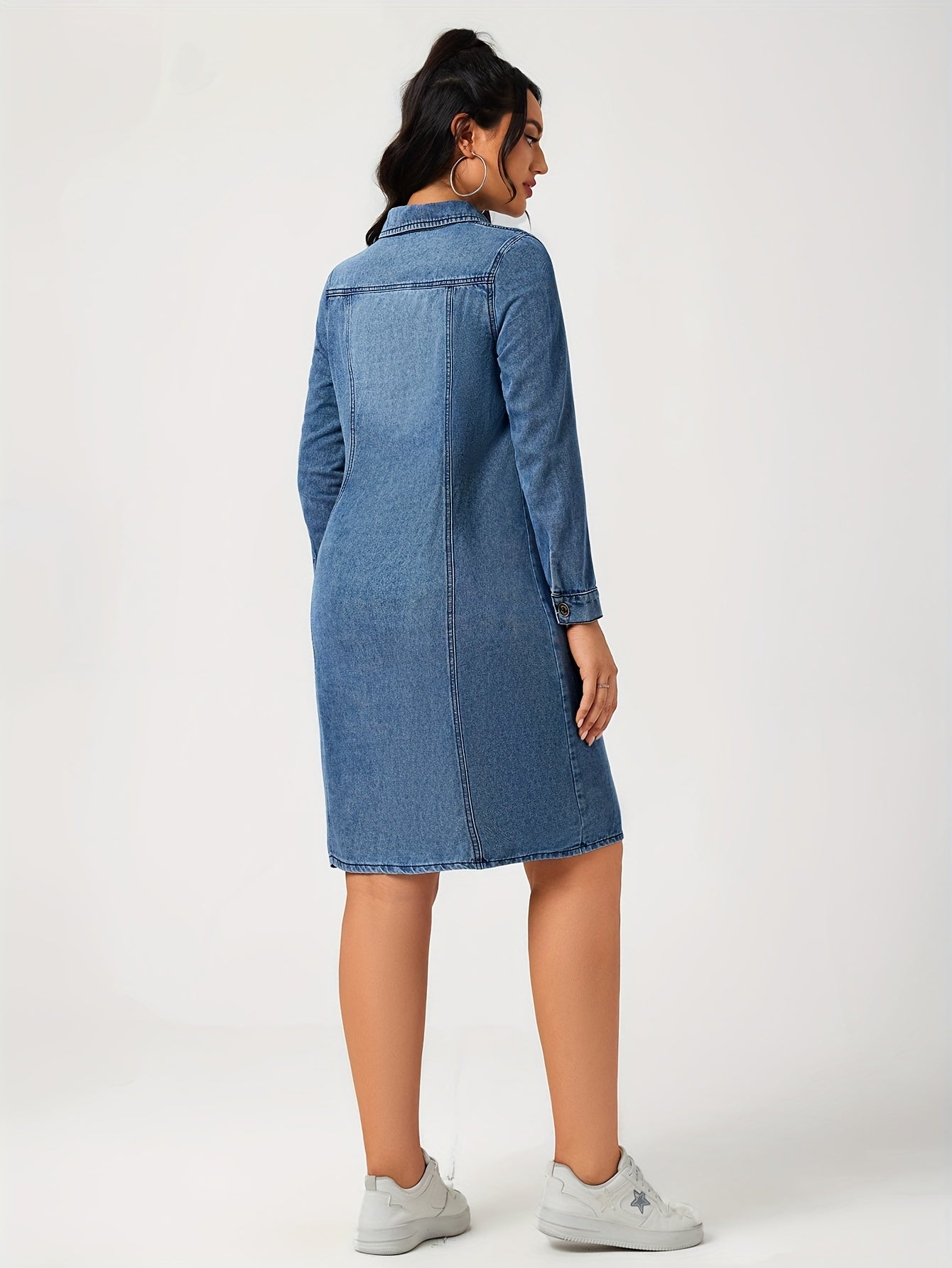 Elina – Stylish Denim Dress with Long Sleeves