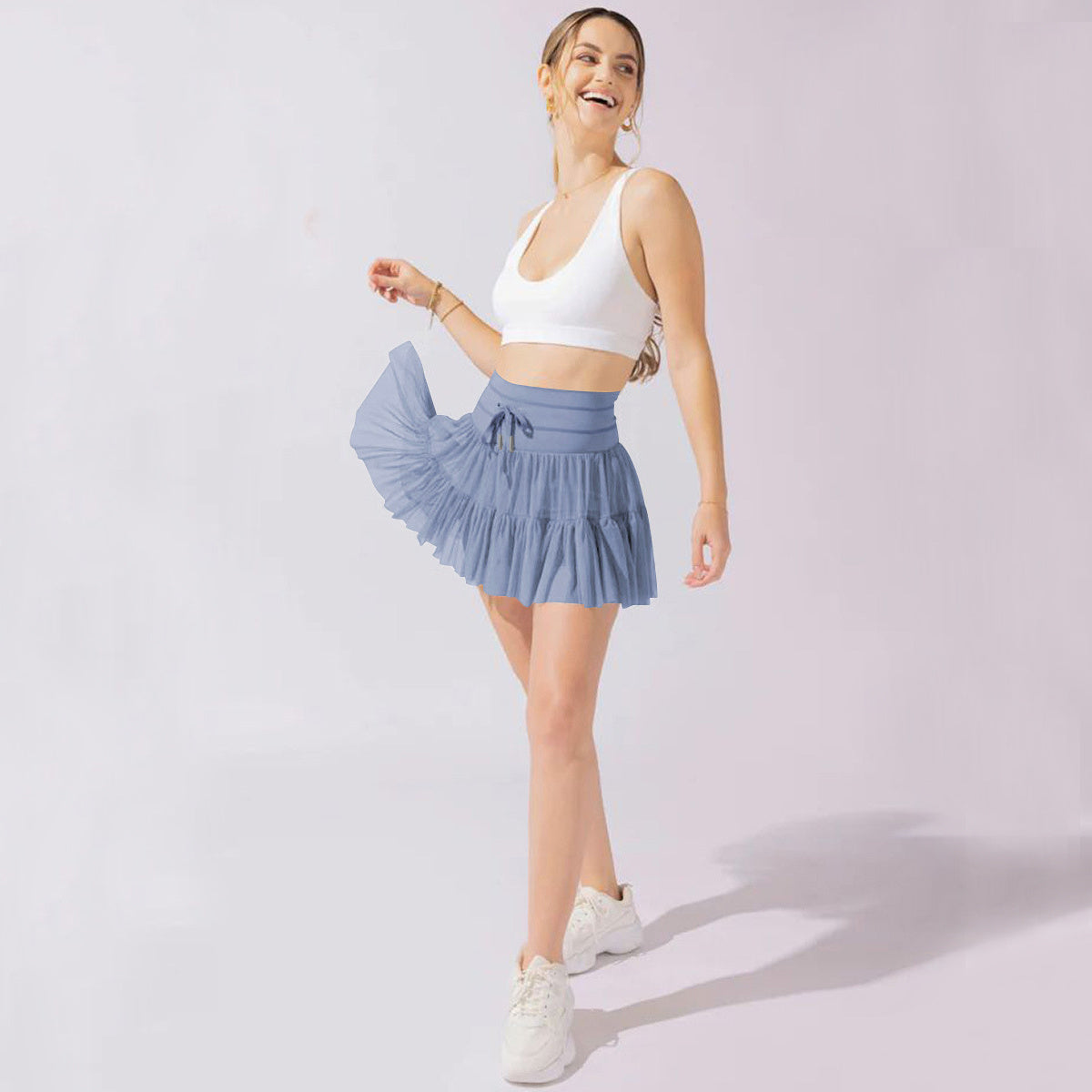 Eline - Trendy Damesrok met Plooi en Ingebouwde Shorts