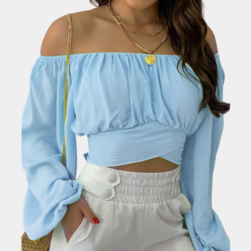 Elysha - Off-the-shoulder long-sleeved crop top for women