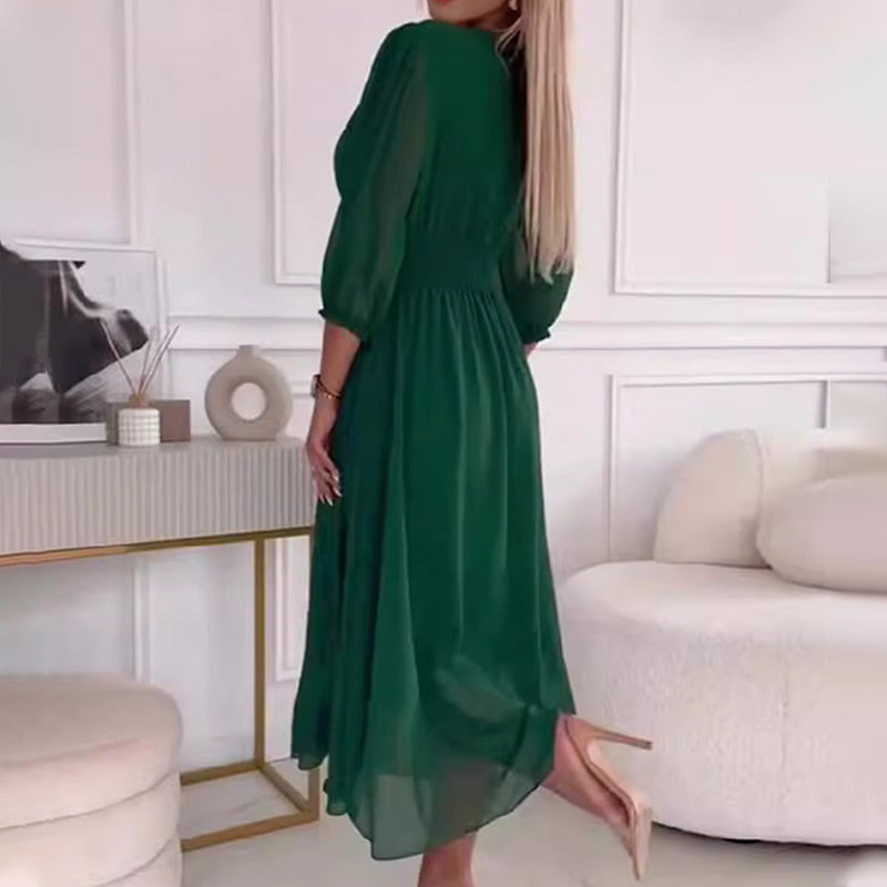 Francine - Chiffon Elegante Fit Midi Zomerjurk