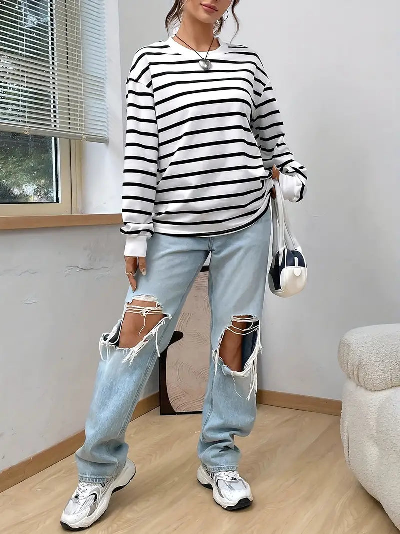 Genevieve - Gestreept Casual Sweatshirt