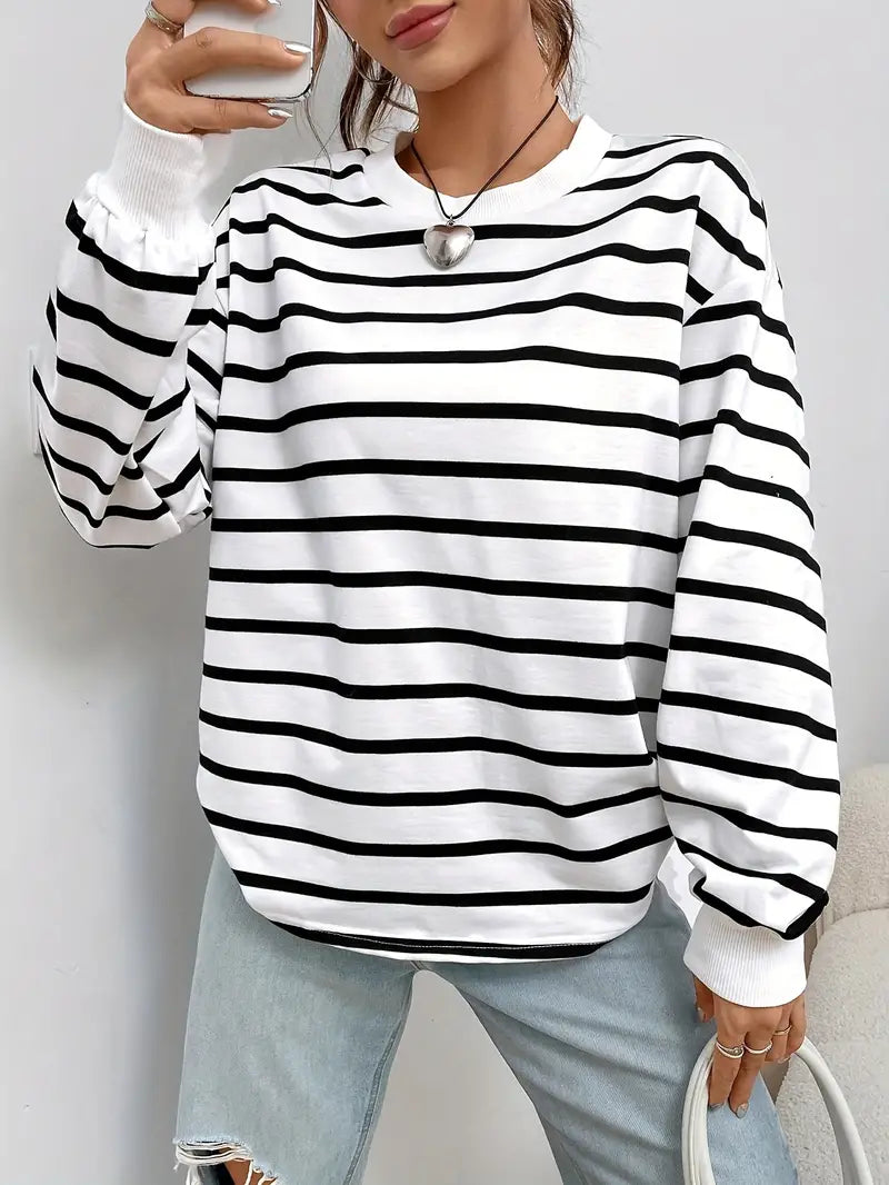 Genevieve - Gestreept Casual Sweatshirt