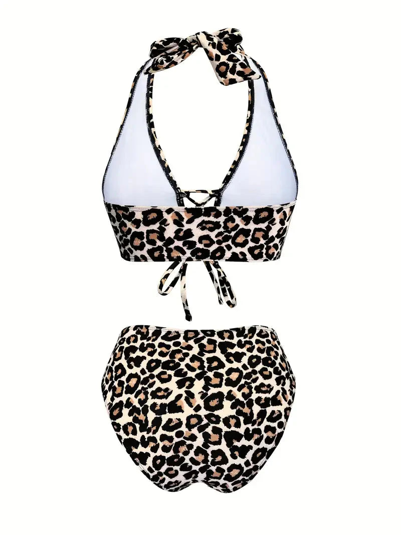 Giorgia - Panter Bikini Hoog Uitgesneden