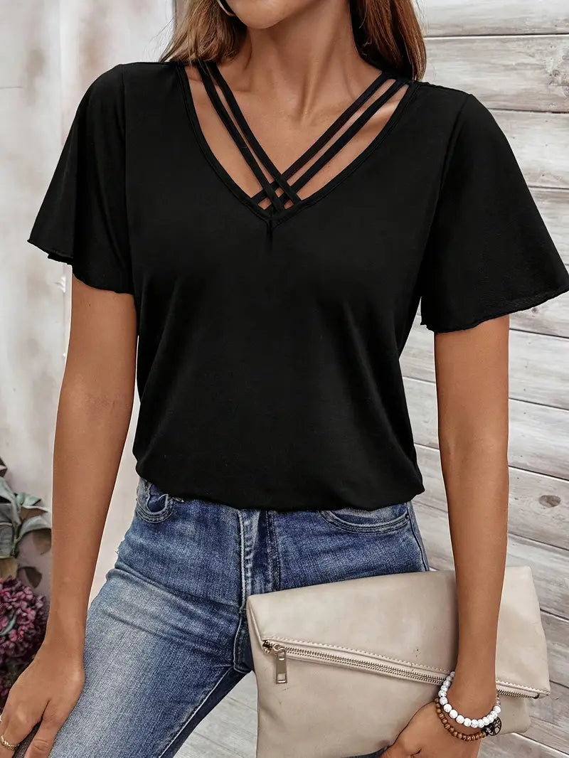 Janita - Chique Kriskras V-Hals Shirt