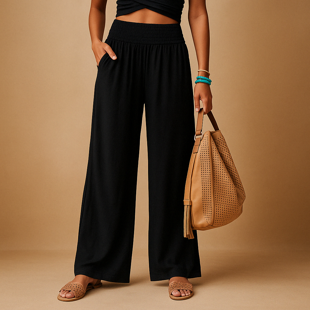 Joli - Luchtige broek met rechte pijpen en elastische taille