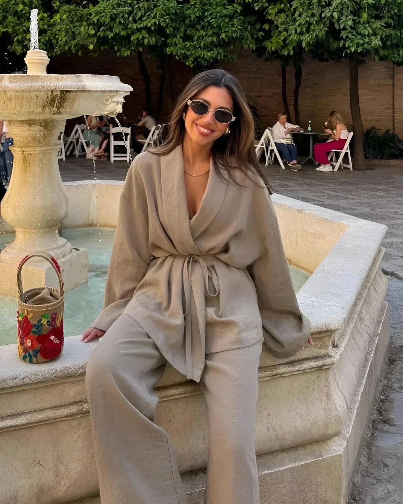Klara - Comfortabele Linnen Kimono Set voor Dames