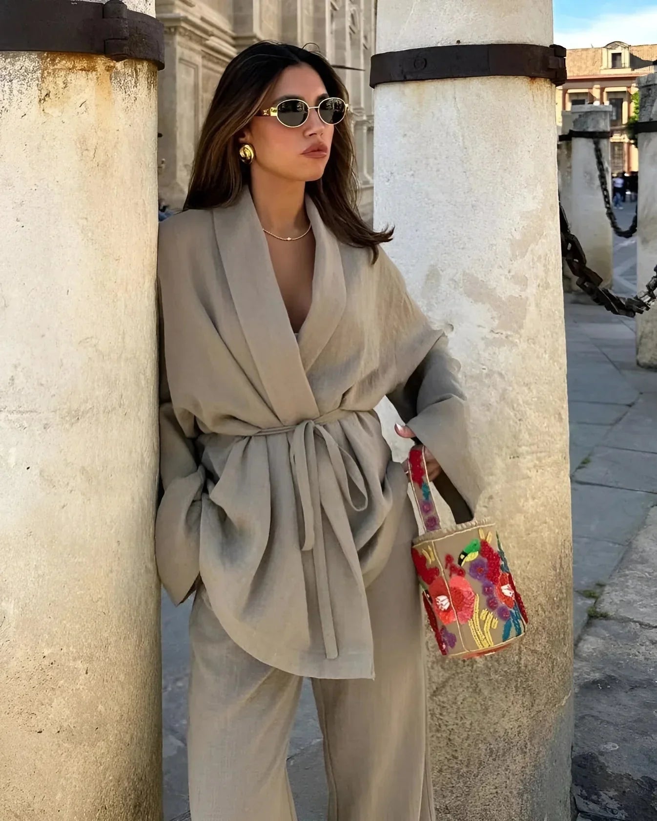 Klara - Comfortabele Linnen Kimono Set voor Dames