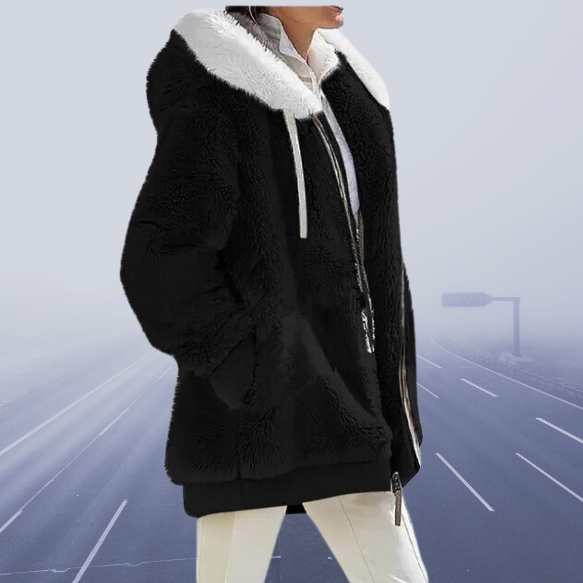 Leuntje - Casual fleece jas met capuchon