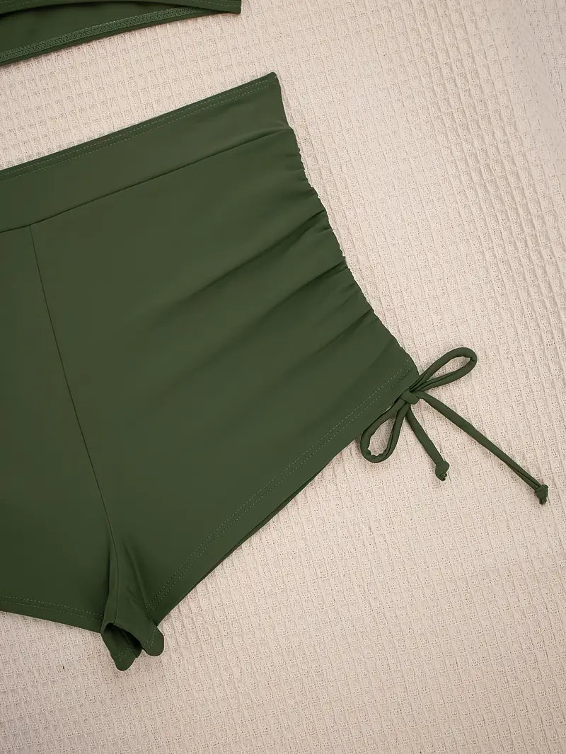 Louelle - Bikini Green Stretch Tie-Side Vintage