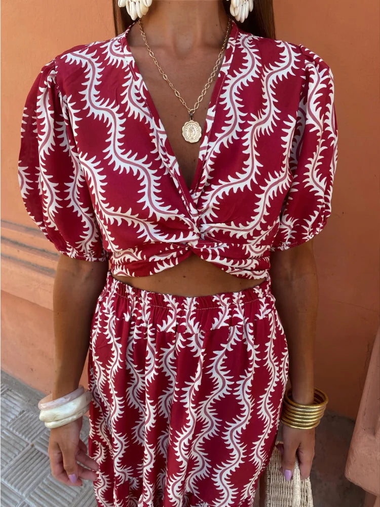 Luna - V-Hals Set met Rok