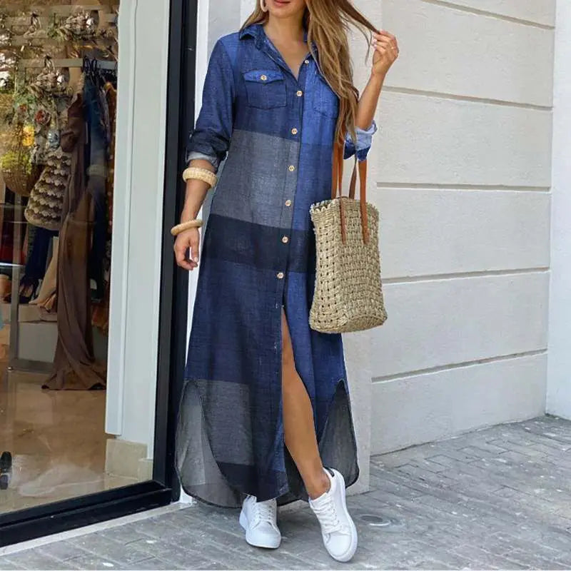 Lythara - Long Denim Maxi Dress for Women