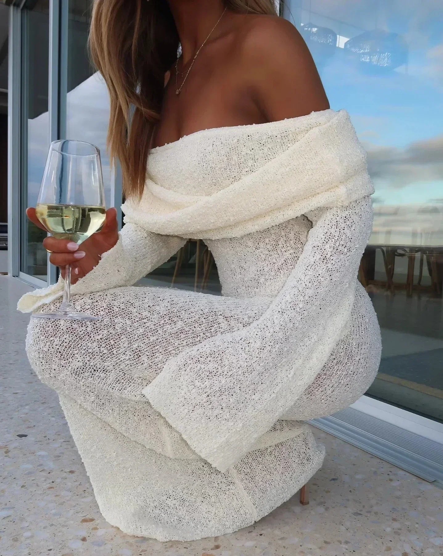 Marre - Stijlvolle Off shoulder Jurk
