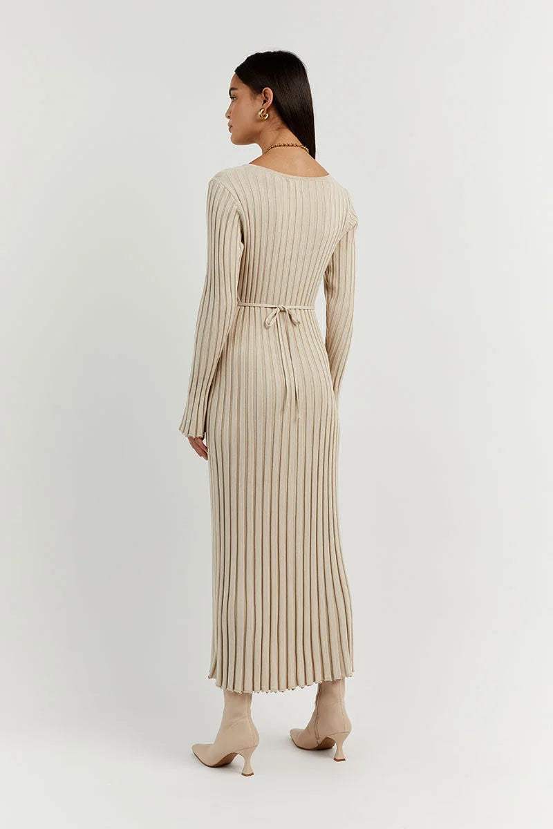 Milica - Striped Maxi Dress with V-neck