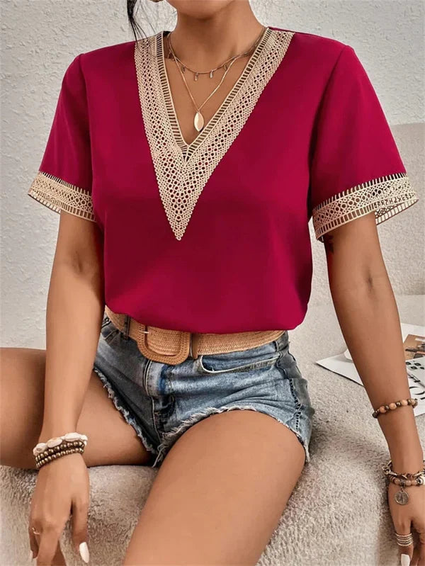 Noraly - V-hals Kant Top
