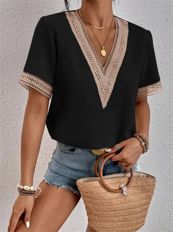 Noraly - V-hals Kant Top