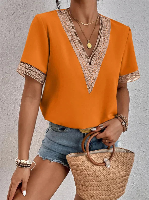 Noraly - V-hals Kant Top