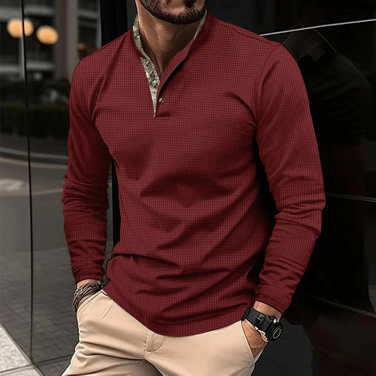Rhydian - Hugo Longsleeve Polo met Gekleurde Details voor Heren