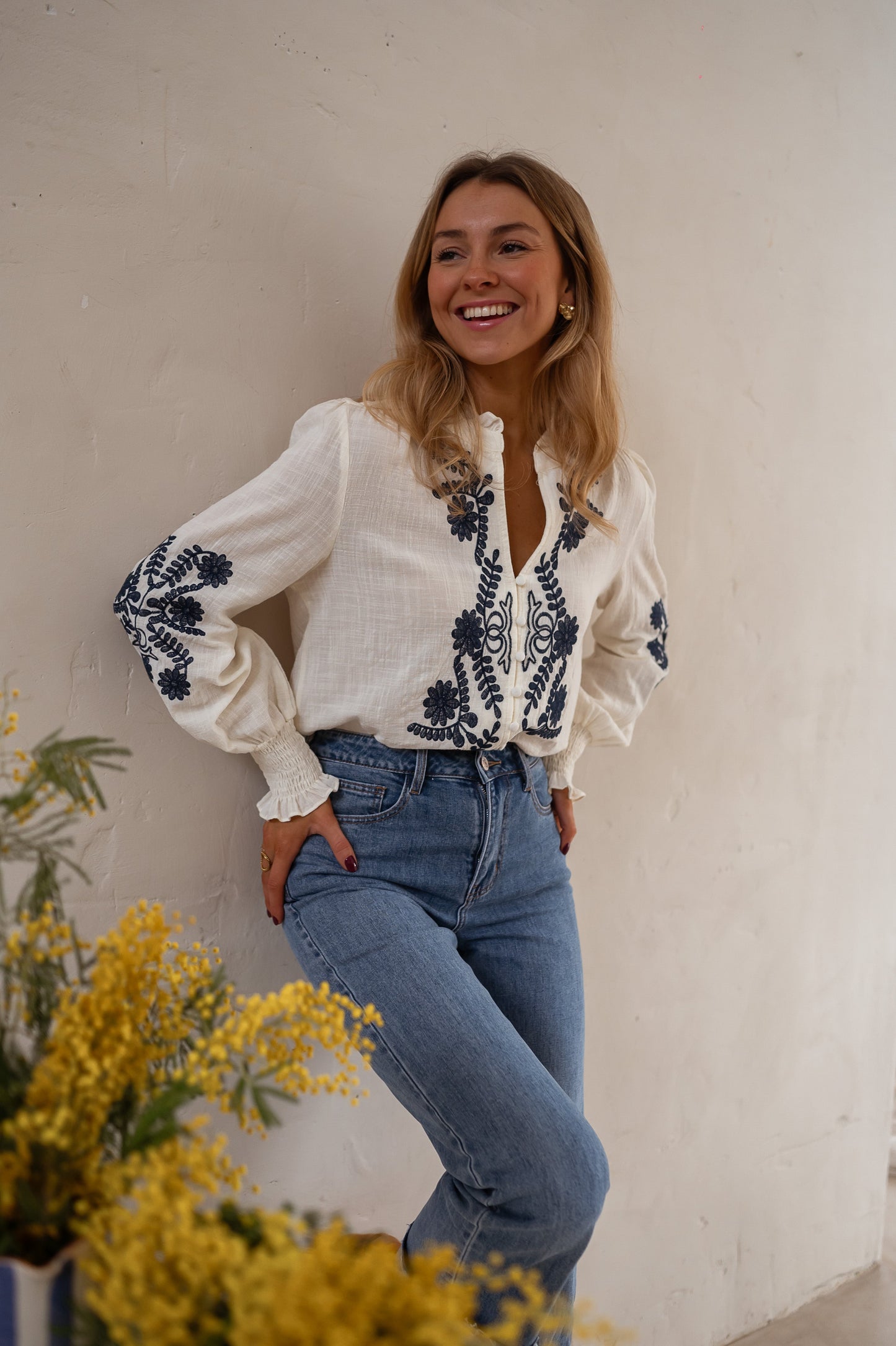 Simona - Geborduurde Blouse voor Dames