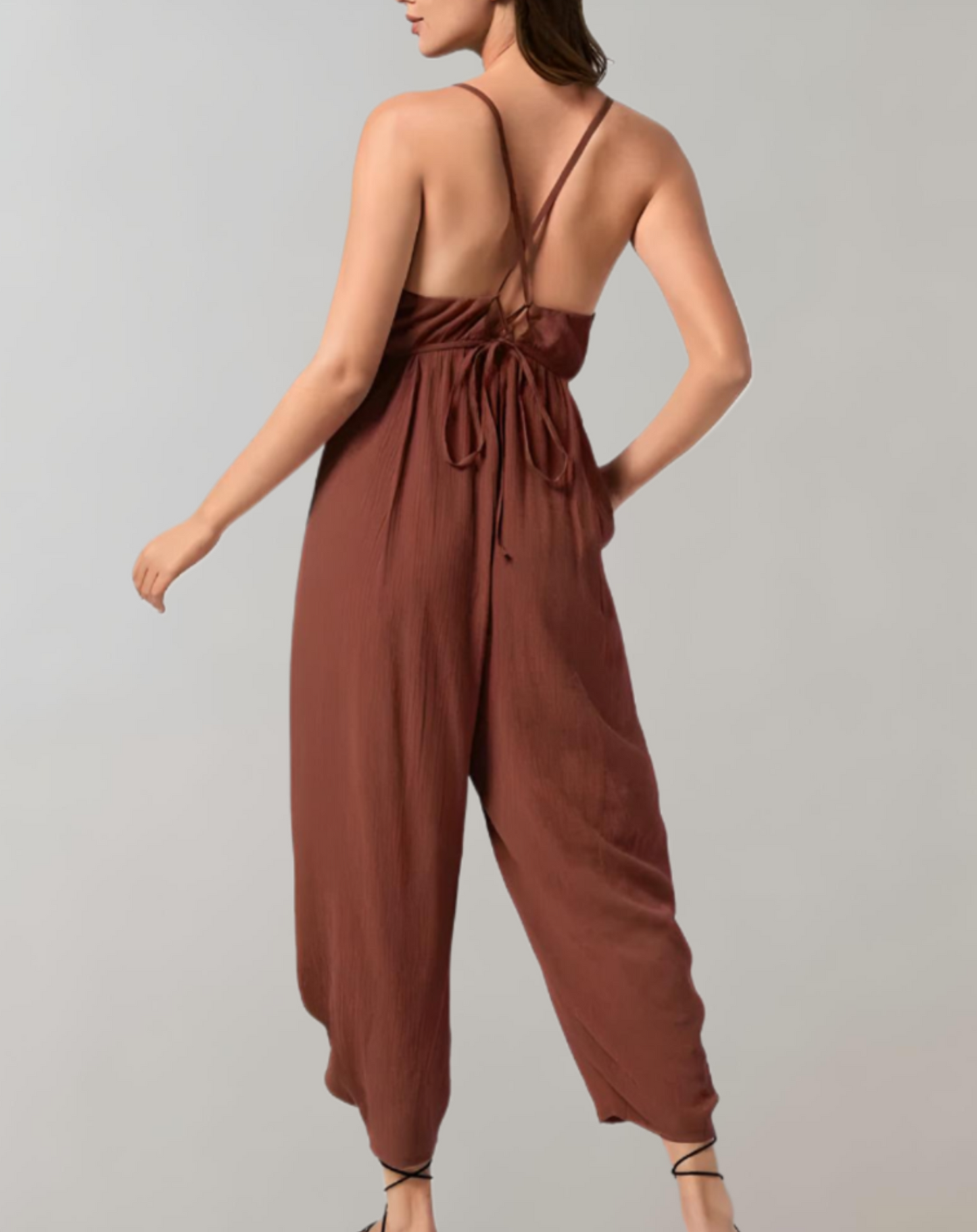 Thyra - Elegante Spaghettibandjes Rugloze Zomerjumpsuit