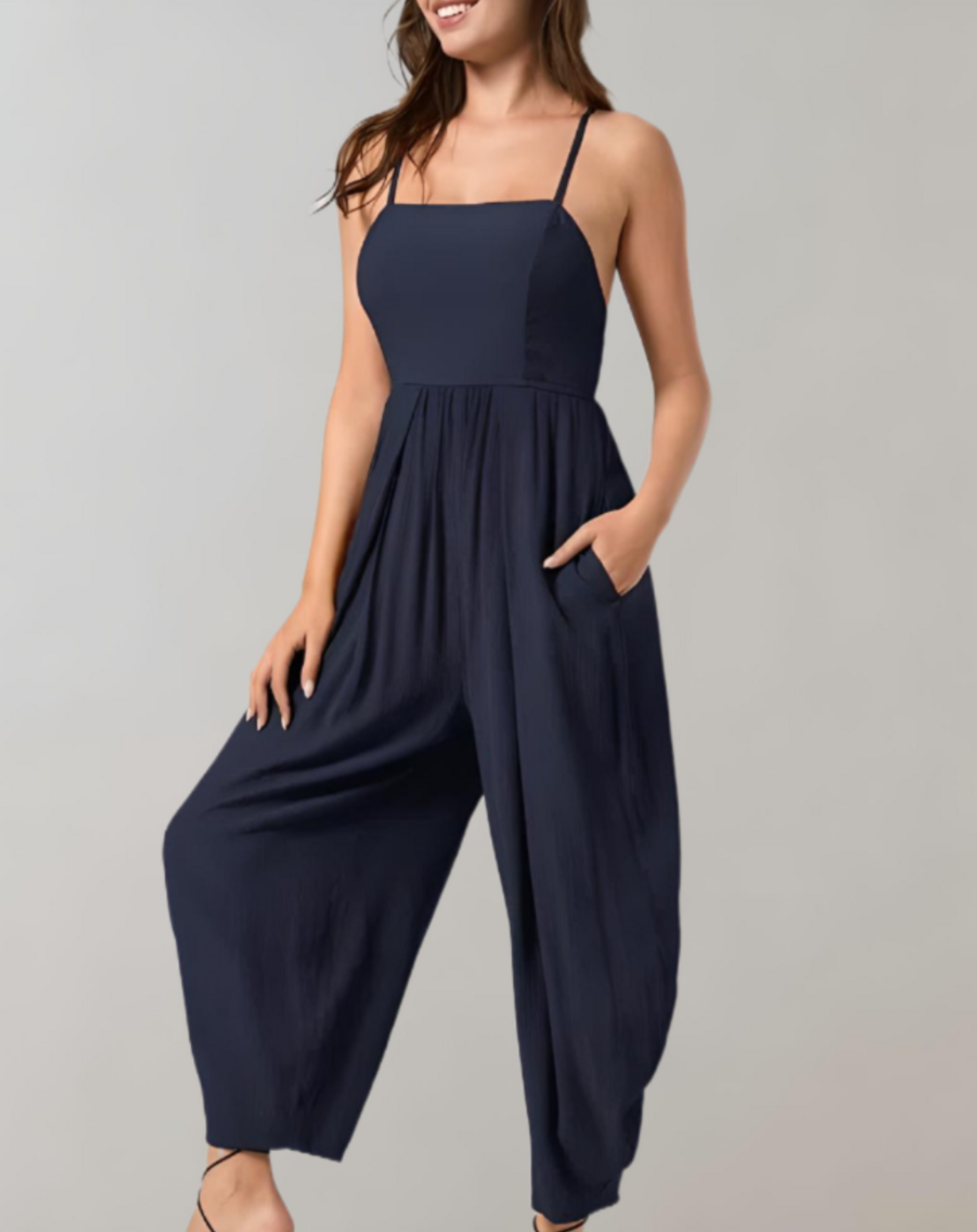 Thyra - Elegante Spaghettibandjes Rugloze Zomerjumpsuit
