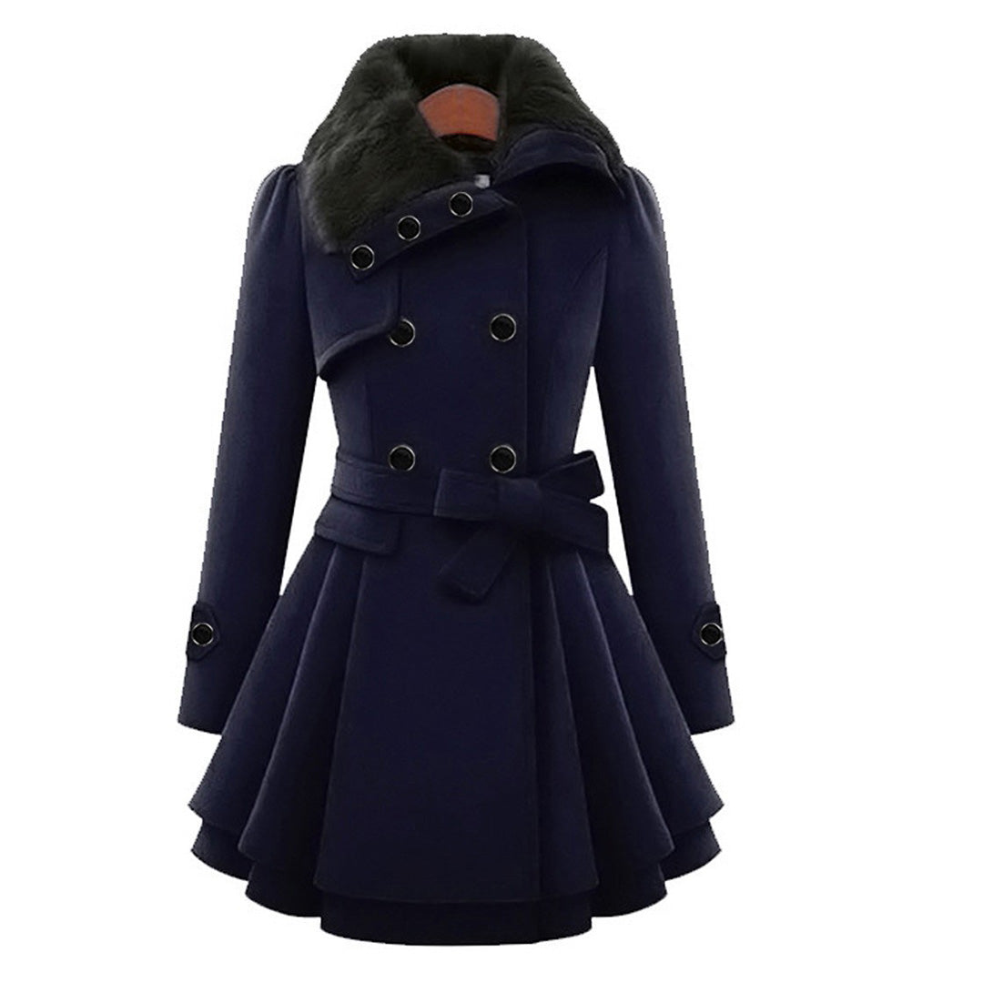 Vivian - Lange Winterjas met Bontkraag voor Dames