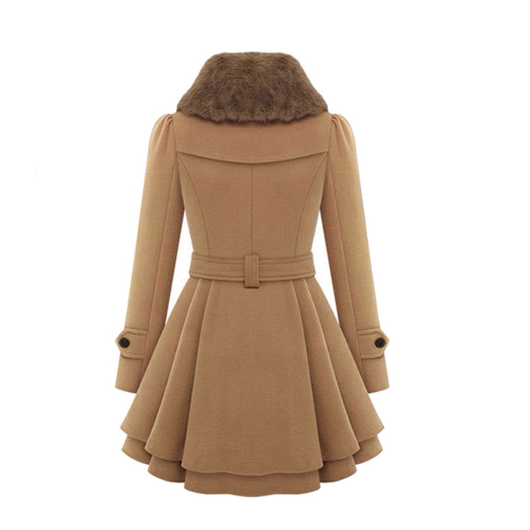 Vivian - Lange Winterjas met Bontkraag voor Dames